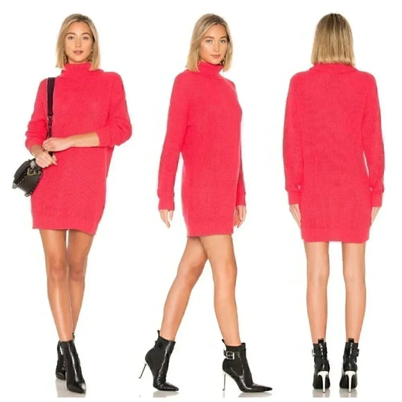 Lovers + Friends Christina Sweater Dress Magenta Pink Barbiecore Knit Cotton - Picture 1 of 7